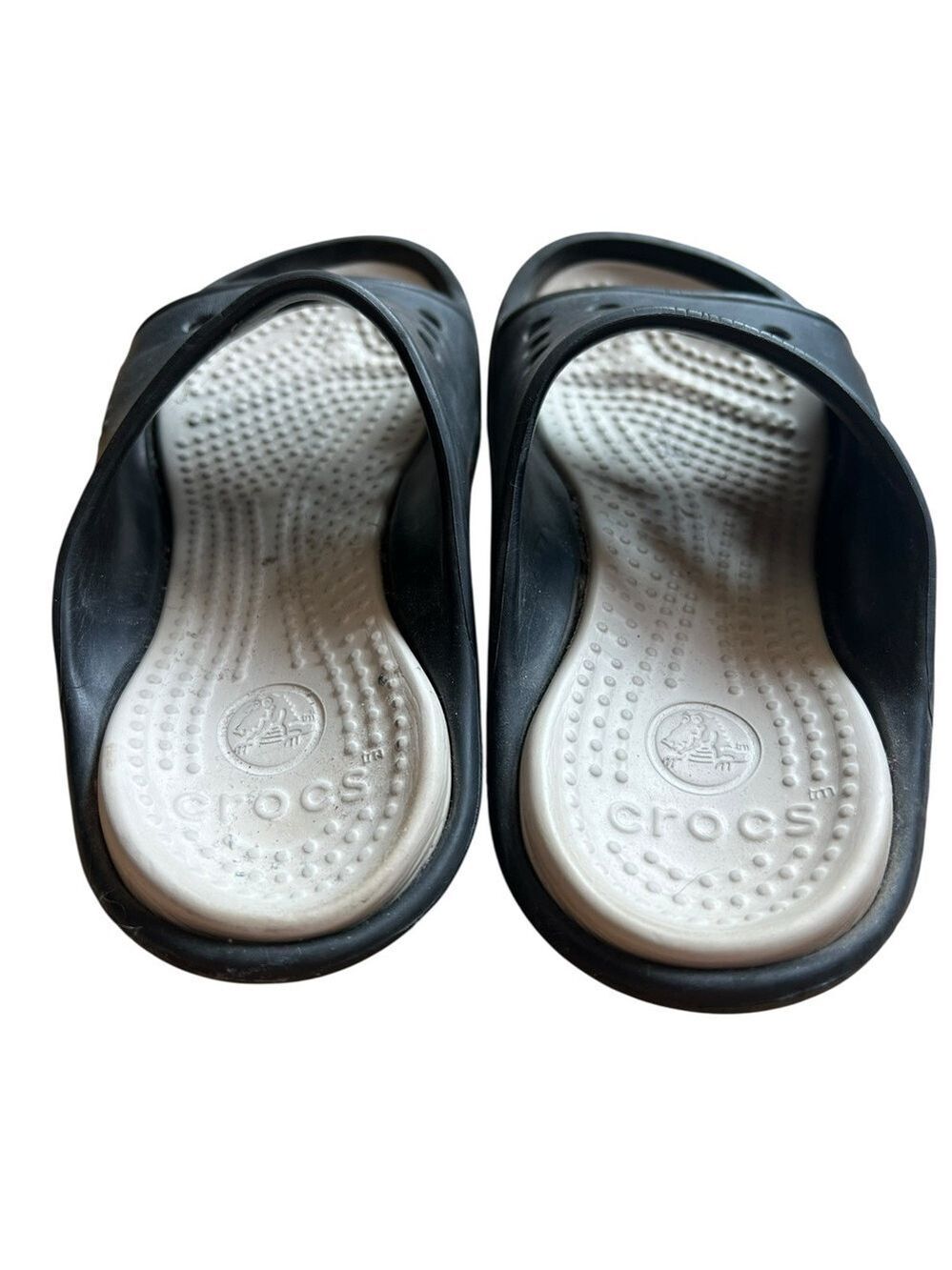 Crocs Black and White Slide Sandals - Picture 4 of 8